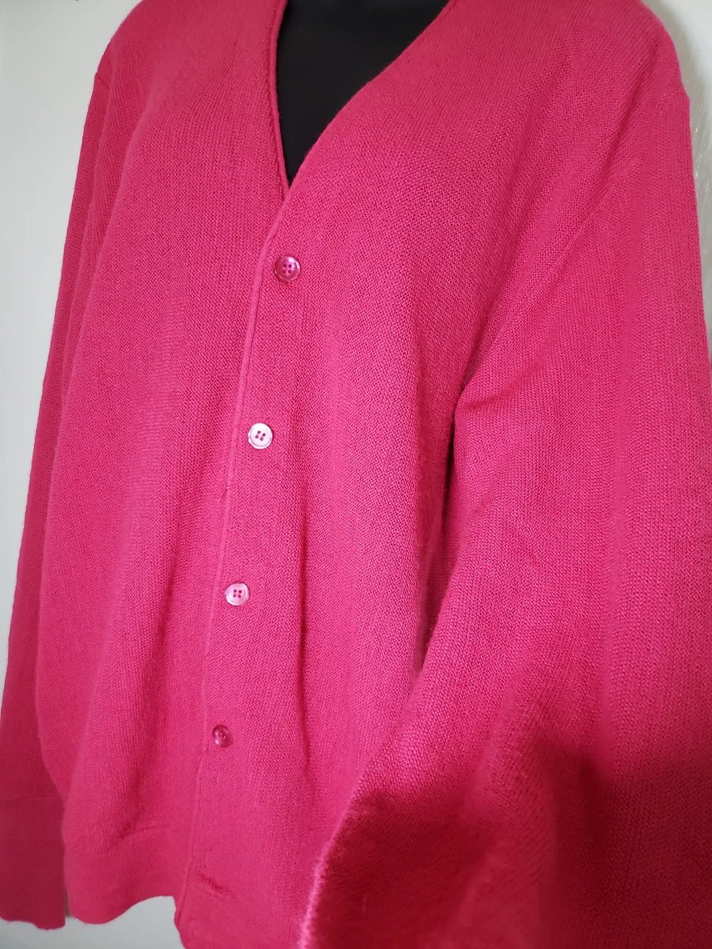 Jantzen Sweater Mens Large L Hot Pink Cardigan Button Front Knit Vintage - Picture 10 of 12